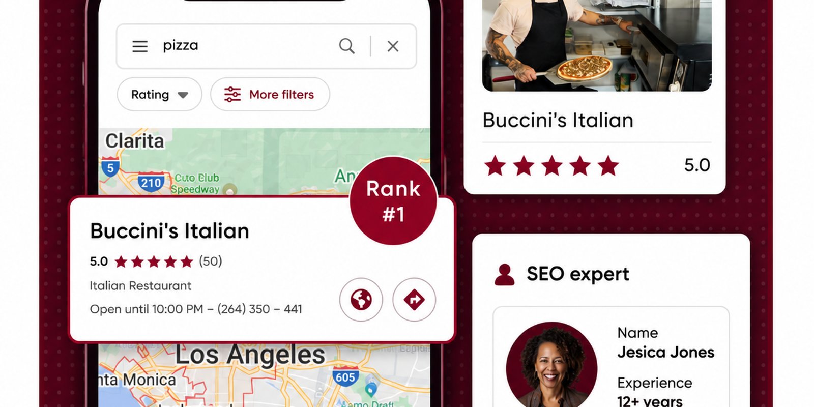 Google profile and review visual for contractors fixing local SEO before ads.