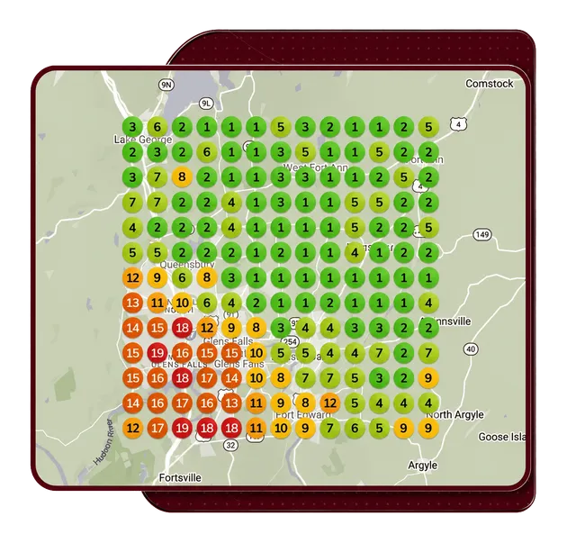 Illustrative local search ranking grid