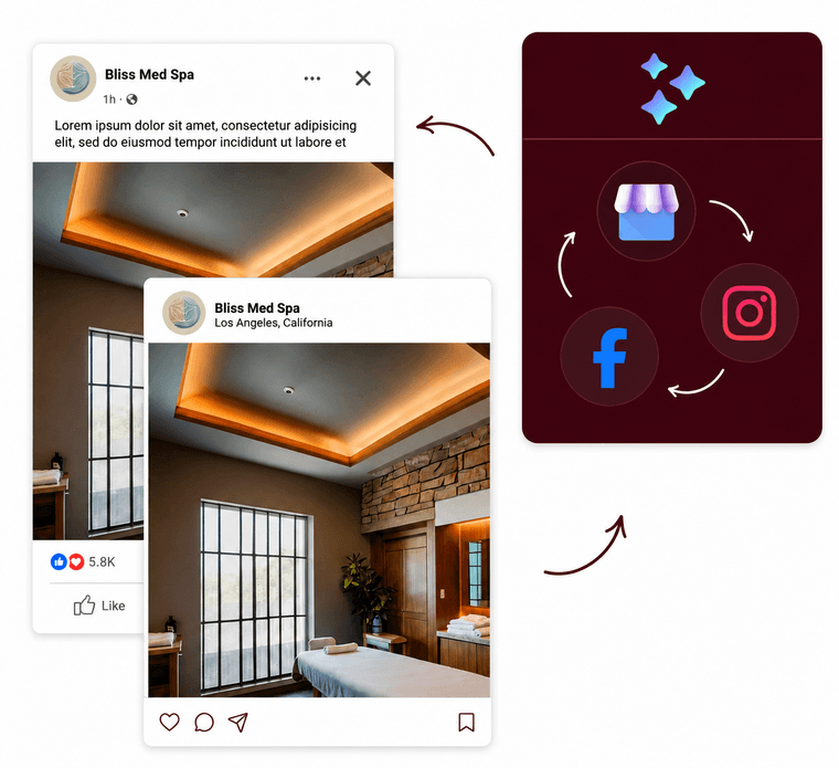 Social media posting graphic for local business updates