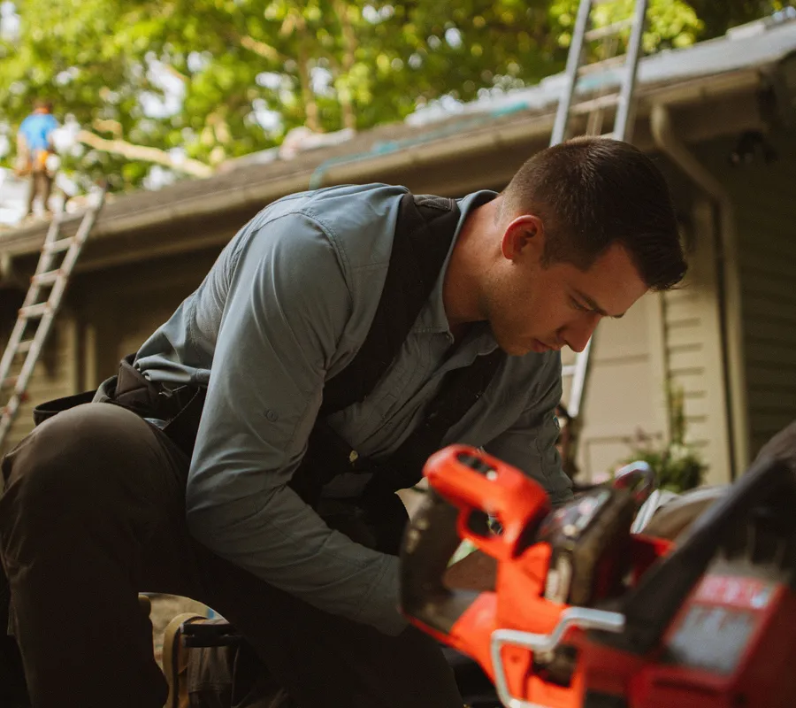 A professional working carefully on a home project